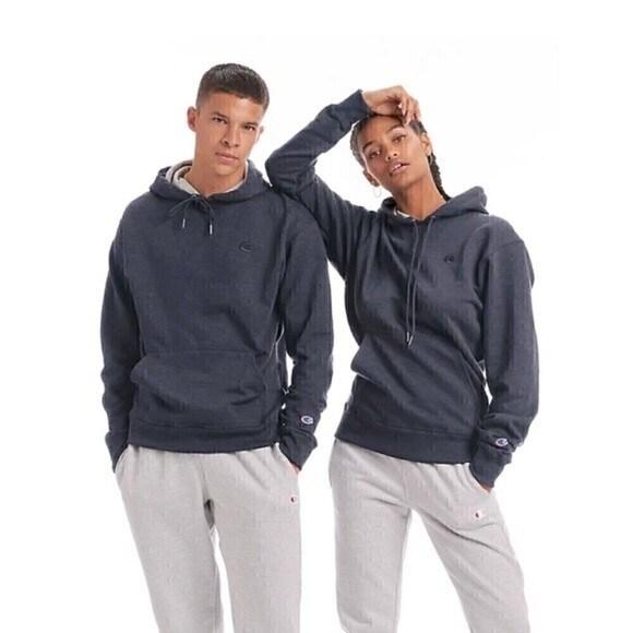 New Champion Men's Active hooded sweatshirt Jacket Logo Navy Heather Men Small - Picture 1 of 6